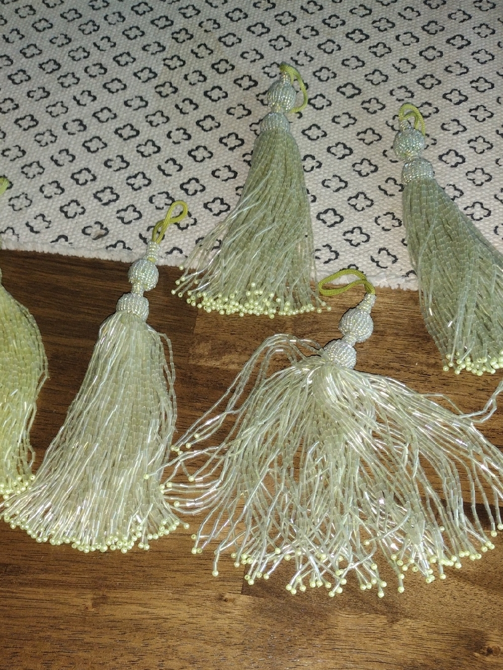 Light Green Beaded Tassels - Set of 14 Decorative Tassels